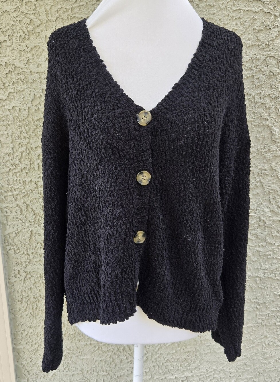 Sanctuary Black Button-Front Women's Knit Cardigan Sweater